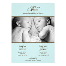 Two Miracles Twins Birth Announcement - Blue