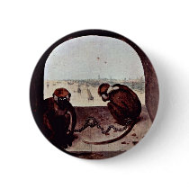 Two Monkeys By Bruegel D. Ä. Pieter (Best Quality) Pinback Button