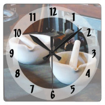 Two Mortars and Pestles in Lab Square Wall Clock