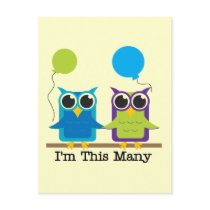 Two Owls I'm This Many Birthday Tshirts Postcards