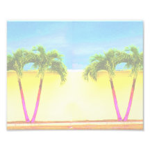 Two Palm Retro Trees Sky Faded Photograph