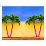 Two Palm Retro Trees Sky Yellow Art Photo