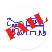 Two Party System Fail Round Stickers