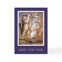 Two Partying Cats Wish for a Happy New Year