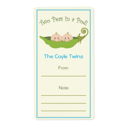 Two Peas In A Pod  |  Bookplate Personalized Shipping Label