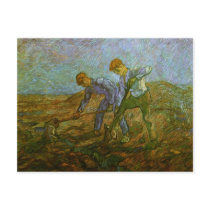 Two Peasants Digging, Vincent van Gogh Postcard