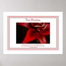 Two Pennies on White Poster