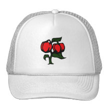 Two Peppers on a plant red green graphic Hat