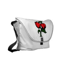 Two Peppers on a plant red green graphic Messenger Bag