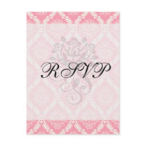 two pink and cream elegant damask postcard