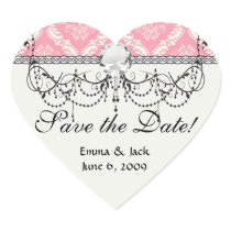 two pink and cream elegant damask sticker
