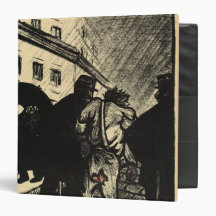 Two policemen take away a tramp dressed in rags 3 ring binders