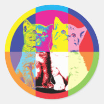 Two Pop Art Kitties Stickers