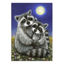 Two raccoons madly in love ACEO prints Business Card Template