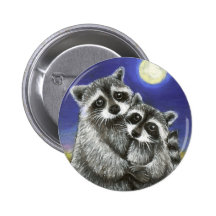 Two raccoons madly in love buttons