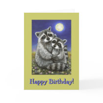Two raccoons madly in love