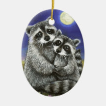 Two raccoons madly in love christmas ornament