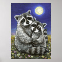 Two raccoons madly in love print