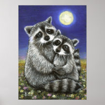 Two raccoons madly in love print
