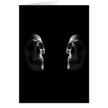 Two real smiling skulls card