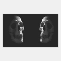 Two real smiling skulls rectangular sticker