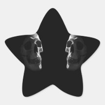 Two real smiling skulls star stickers