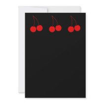 Two Red Cherries on Black. Personalized Invitation