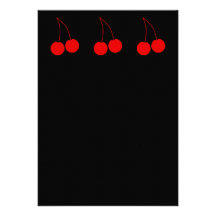 Two Red Cherries on Black. Personalized Invitation