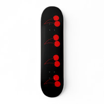 Two Red Cherries on Black. Skateboard Deck