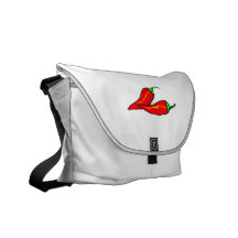 Two Red Chili Peppers on Side Courier Bag