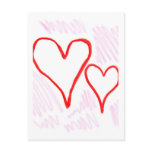 Two red hearts design, love or Valentine's Postcard