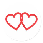 two red hearts icon round stickers