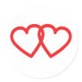 two red hearts icon round stickers