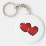 Two Red Hearts Key Chains