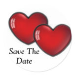 Two Red Hearts Round Sticker
