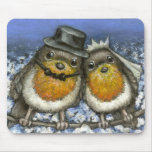 Two robins mouse mat