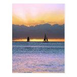 Two Sailboats in a Waikiki Sunset Postcard
