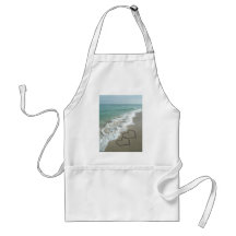 Two Sand Hearts on the Beach, Romantic Ocean Apron