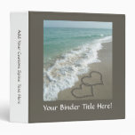 Two Sand Hearts on the Beach, Romantic Ocean Binder