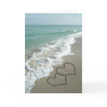 Two Sand Hearts on the Beach, Romantic Ocean Cards