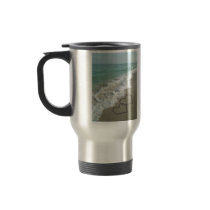 Two Sand Hearts on the Beach, Romantic Ocean Coffee Mugs