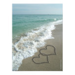 Two Sand Hearts on the Beach, Romantic Ocean posters