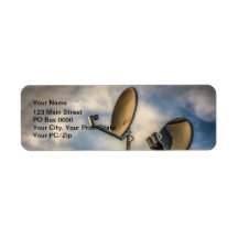 Two Satellite Dishes in the Sky Return Address Labels