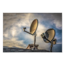 Two Satellite Dishes in the Sky Photo Art