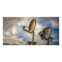 Two Satellite Dishes in the Sky Photo Cards