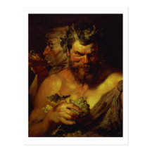 Two Satyrs (oil on panel) Postcard