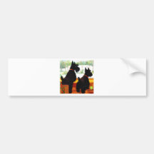 Two Scottie Dogs At Christmas Bumper Sticker