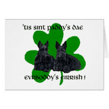 Two Scotties on St. Paddy's Day Greeting Cards