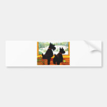 Two Scotty Dogs at Christmas Bumper Sticker