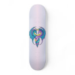Two Seahorse Dragons Sketched in Blue and Purple Skate Board